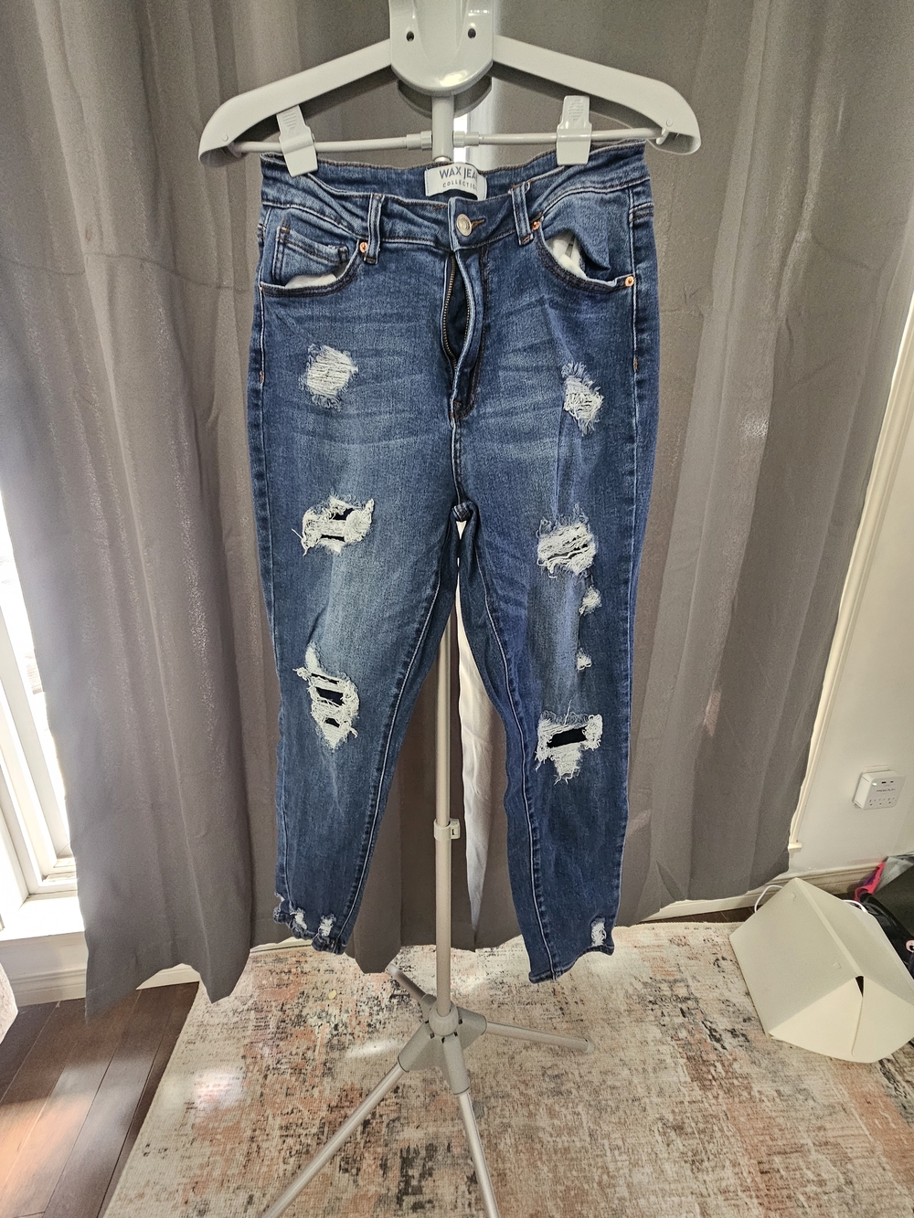 Wax Jean Women’s Distressed Blue Denim Jeans